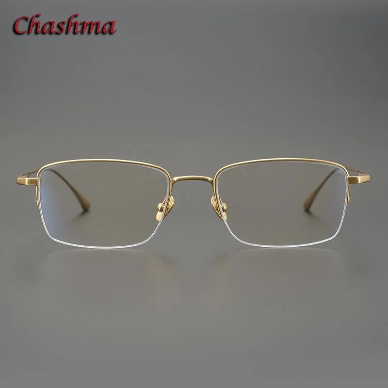 Chashma Ochki Men's Semi Rim Square Titanium Eyeglasses 1015 Semi Rim Chashma Ochki