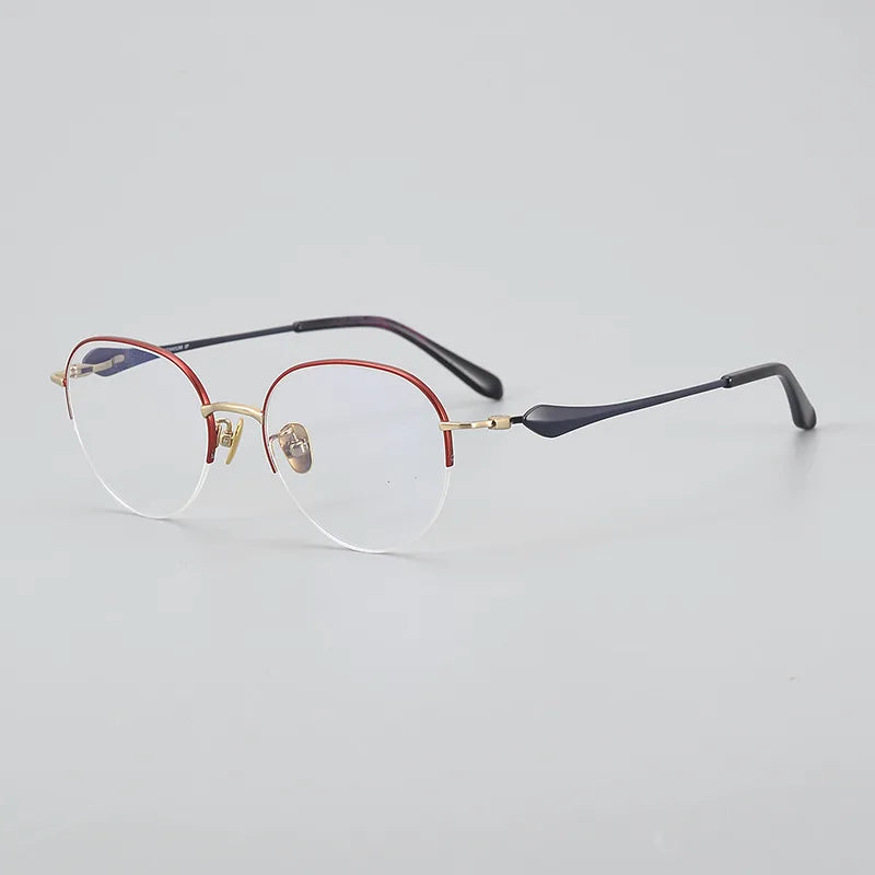 Hewei Unisex Semi Rim Stainless Steel Eyeglasses 415019 Semi Rim Hewei C3