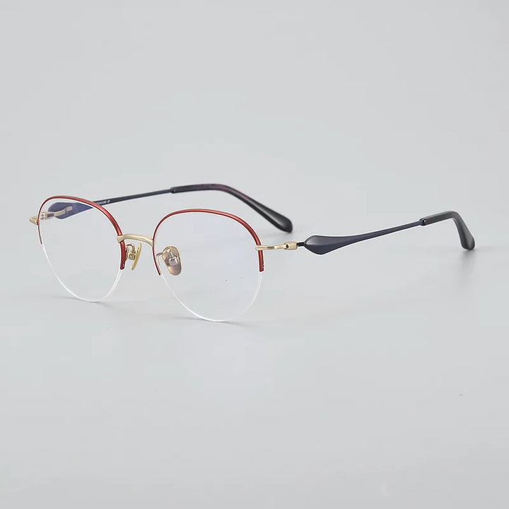 Hewei Unisex Semi Rim Stainless Steel Eyeglasses 415019 Semi Rim Hewei C3