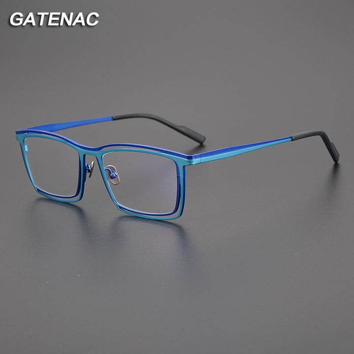 Gatenac Unisex Full Rim Square Titanium Eyeglasses Gxyj1021 Full Rim Gatenac