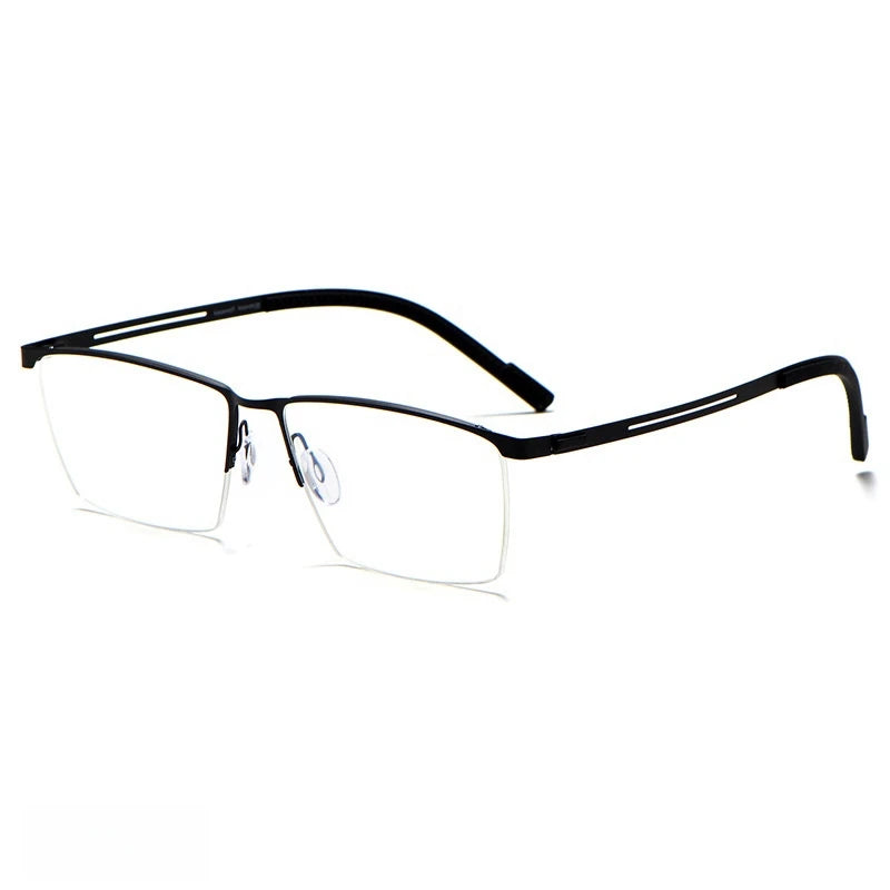 Yimaruli Unisex Semi Rim IP Titanium Square Eyeglasses 122As Semi Rim Yimaruili Eyeglasses Black