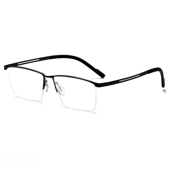 Yimaruli Unisex Semi Rim IP Titanium Square Eyeglasses 122As Semi Rim Yimaruili Eyeglasses Black