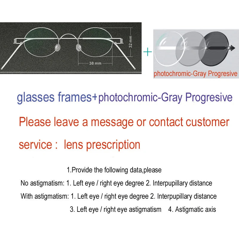 Yujo Unisex Full Rim Oval Steel Custom Eyeglasses 61423