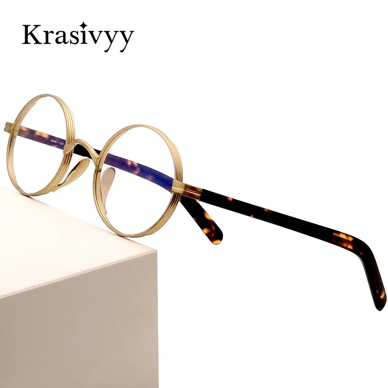 Krasivyy Women's Full Rim Round Titanium Acetate Eyeglasses 66101