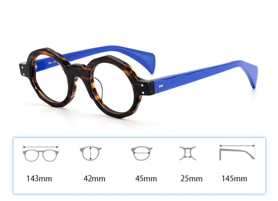 CCspace Unisex Full Rim Large Round Acetate Eyeglasses 57333 Full Rim CCspace