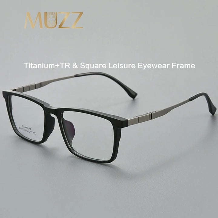 Muzz Men's Full Rim Square Tr 90 Titanium Sport Eyeglasses 361010