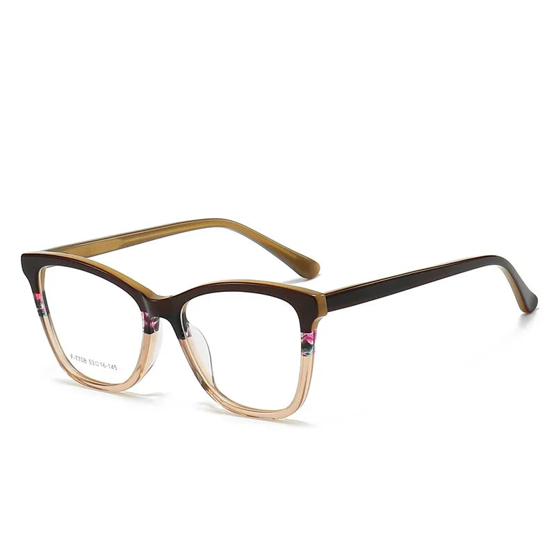 CCspace Unisex Full Rim Square Acetate Eyeglasses 56941 Full Rim CCspace C7Tea