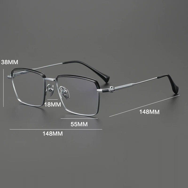 Gatenac Unisex Full Rim Square Titanium Eyeglasses Gxyj4006