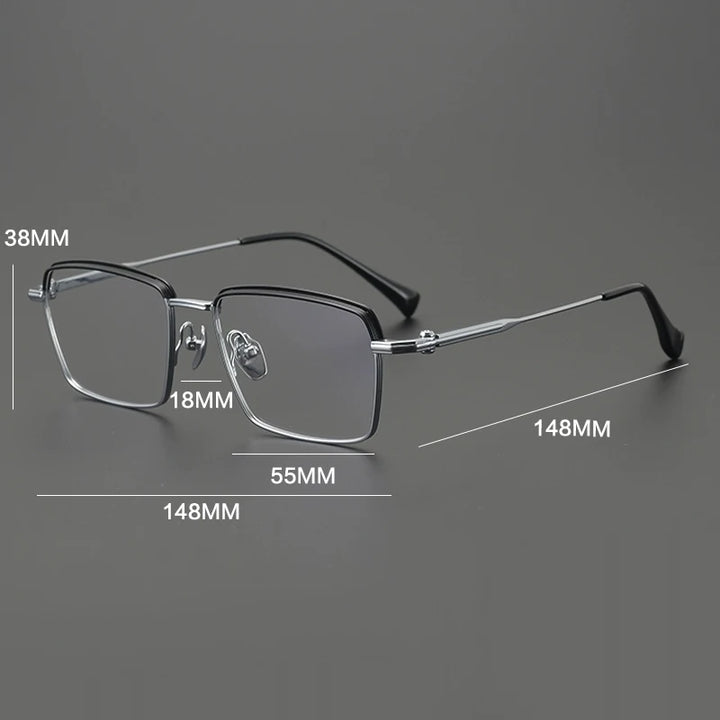 Gatenac Unisex Full Rim Square Titanium Eyeglasses Gxyj4006