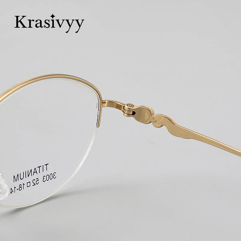 Krasivyy Women's Semi Rim Oval Square Titanium Eyeglasses 443003 Semi Rim Krasivyy