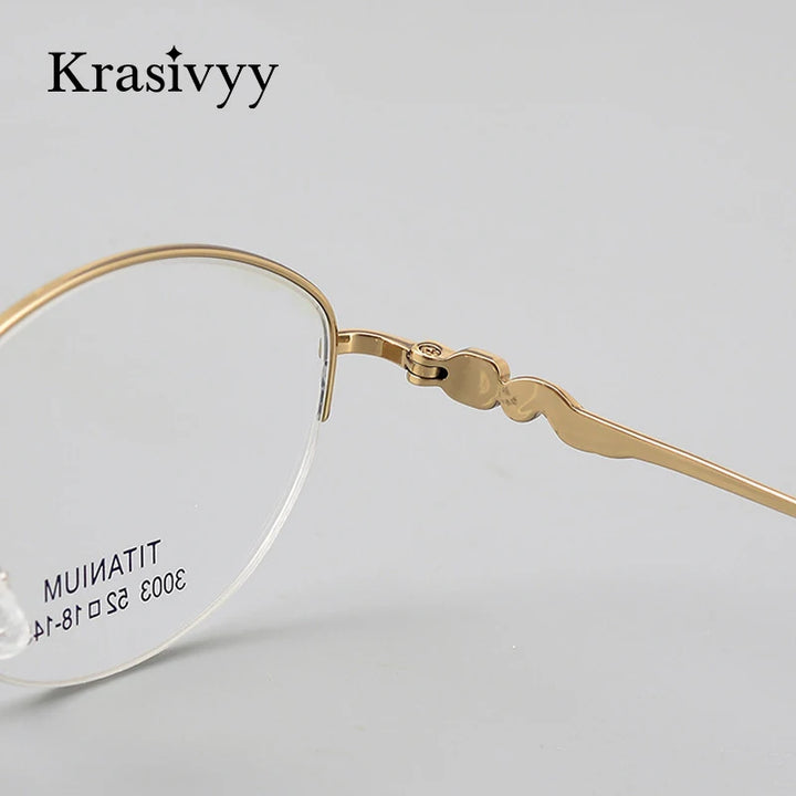 Krasivyy Women's Semi Rim Oval Square Titanium Eyeglasses 443003 Semi Rim Krasivyy