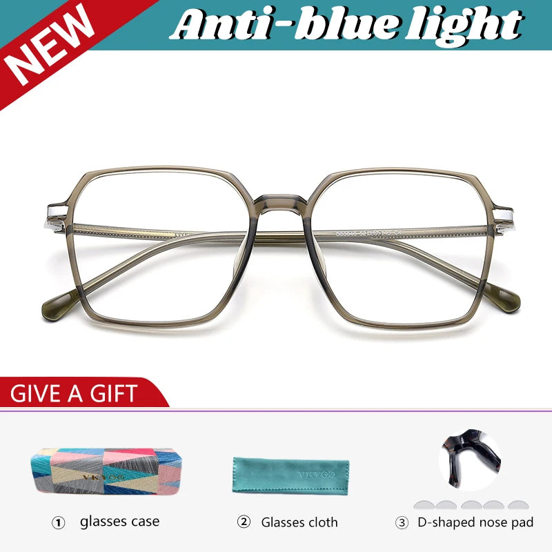 Vicky Women's Full Rim Polygon Square Tr 90 Alloy Reading Glasses 630461