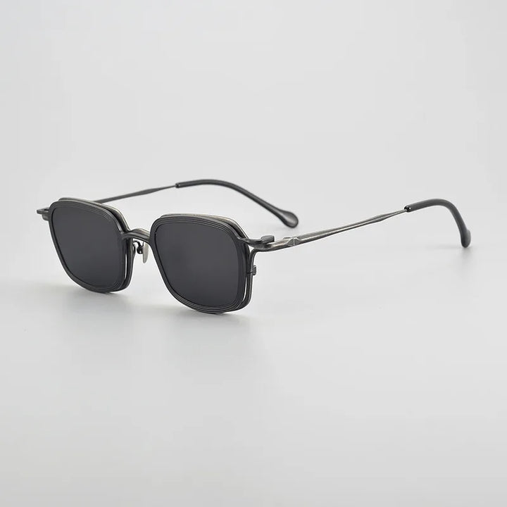 Aror Unisex Full Rim Square Titanium Eyeglasses Clip On Sunglasses 5969