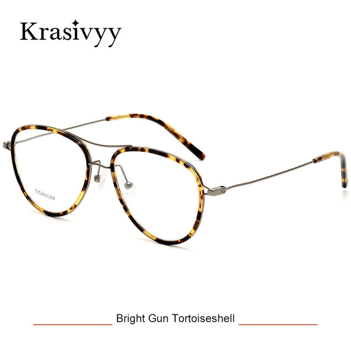 Krasivyy Women's Full Rim Oval Double Bridge Titanium Eyeglasses 316043