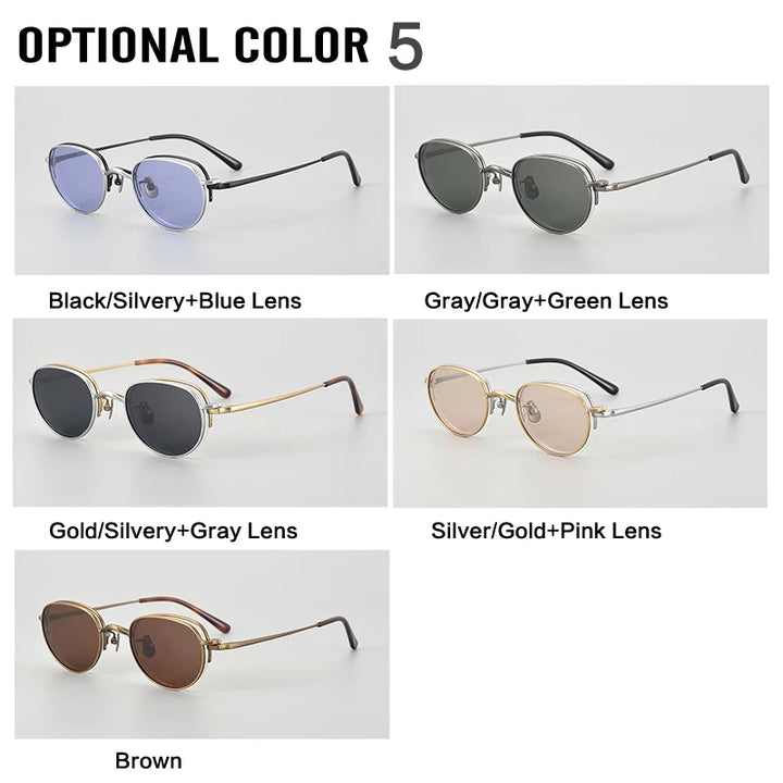 Muzz Women's Semi Rim Oval Titanium Eyeglasses Clip On Sunglasses 4447 With Clip Ons Muzz
