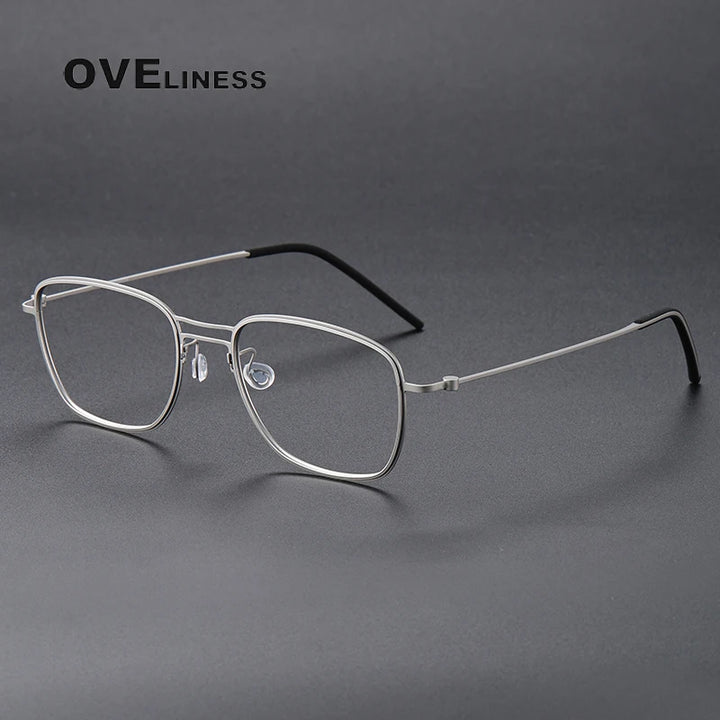 Oveliness Unisex Full Rim Square Screwless Titanium Eyeglasses 5524 Full Rim Oveliness silver  