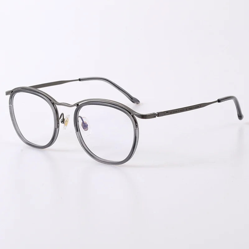 Black Mask Unisex Full Rim Square Acetate Titanium Eyeglasses 95912