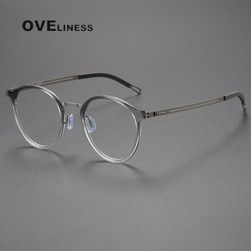 Oveliness Unisex Full Rim Round Titanium Eyeglasses 8202302 Full Rim Oveliness