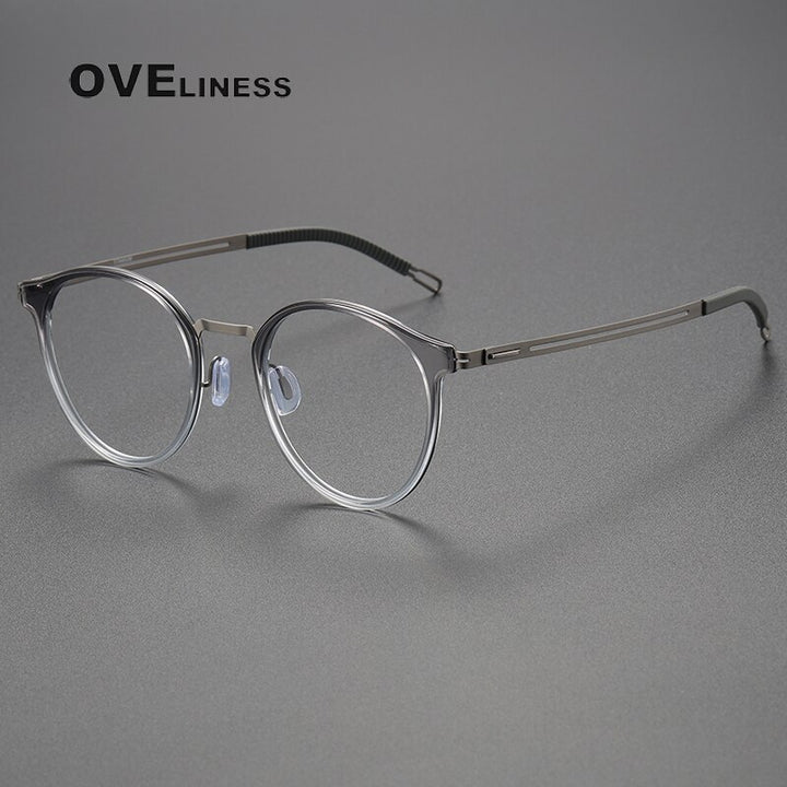 Oveliness Unisex Full Rim Round Titanium Eyeglasses 8202302 Full Rim Oveliness
