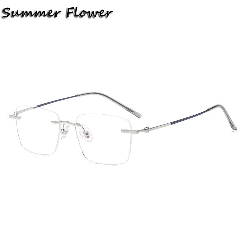 Summer Flower Women's Rimless Polygon Square Titanium Eyeglasses 60927