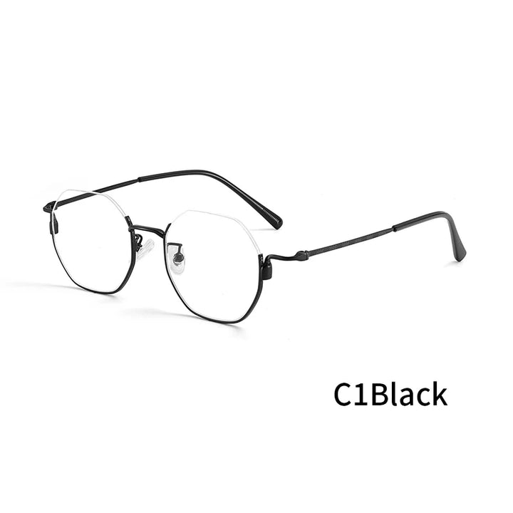 Xbora Unisex Semi Rim Polygon Alloy Eyeglasses 34908