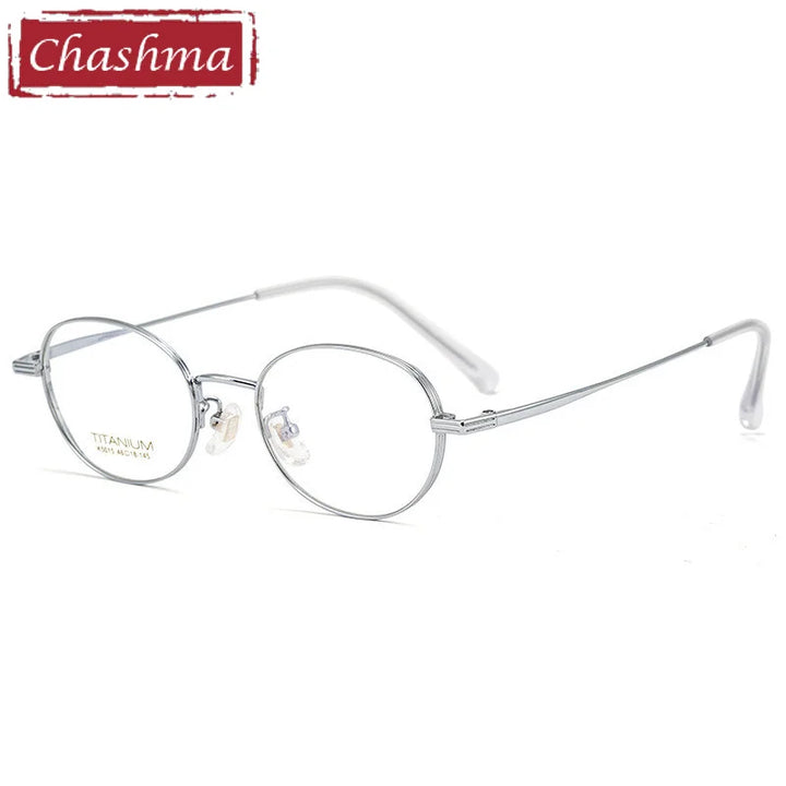 Chashma Ottica Unisex Full Rim Small Round Titanium Eyeglasses 5015 Full Rim Chashma Ottica Silver