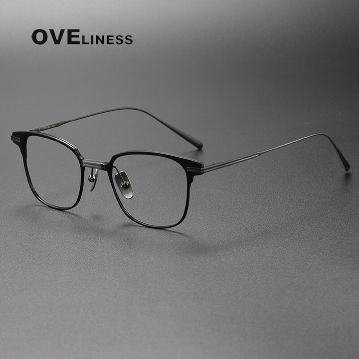 Oveliness Unisex Full Rim Square Titanium Eyeglasses M8k Full Rim Oveliness black gun  