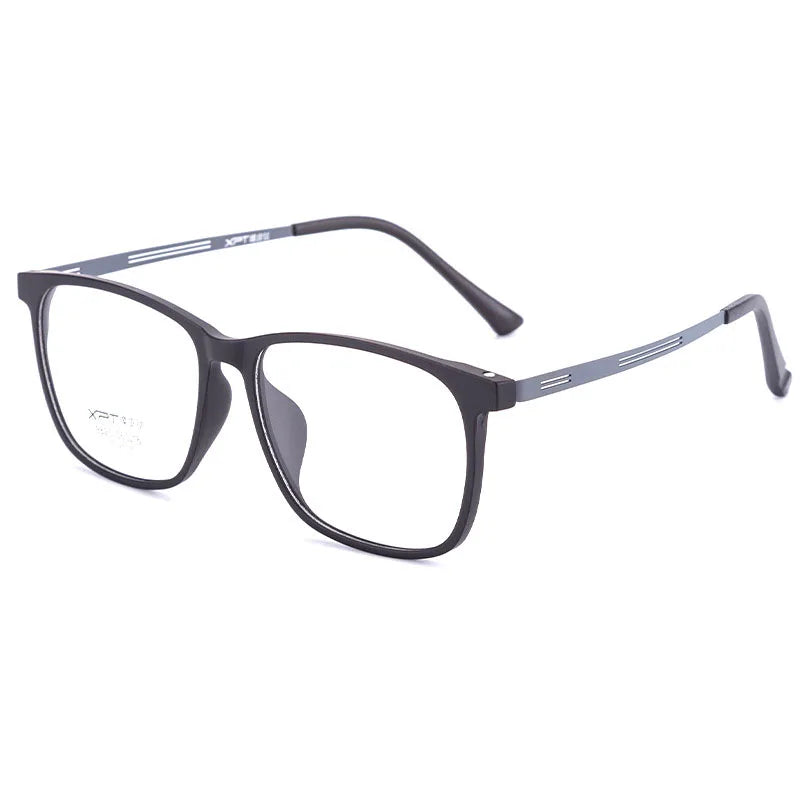 Kocolior Unisex Full Rim Square Tr 90 Titanium Hyperopic Reading Glasses 9825 Reading Glasses Kocolior Black Gray 0