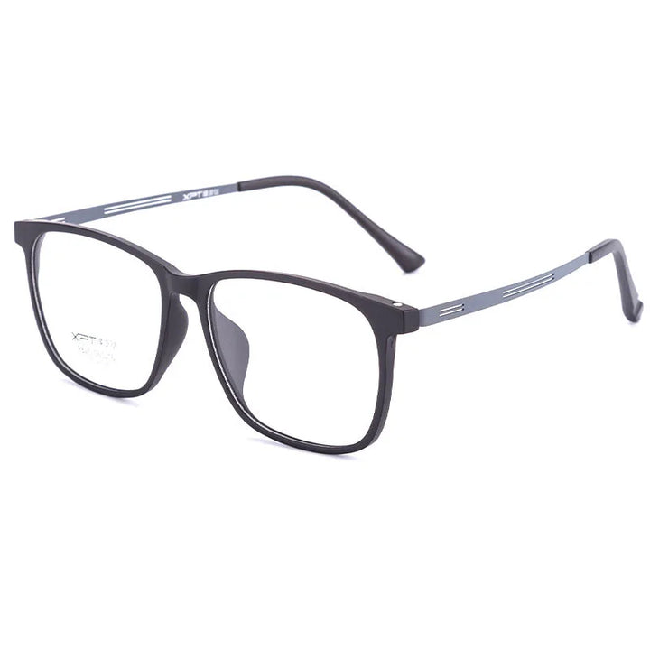 Kocolior Unisex Full Rim Square Tr 90 Titanium Hyperopic Reading Glasses 9825 Reading Glasses Kocolior Black Gray 0