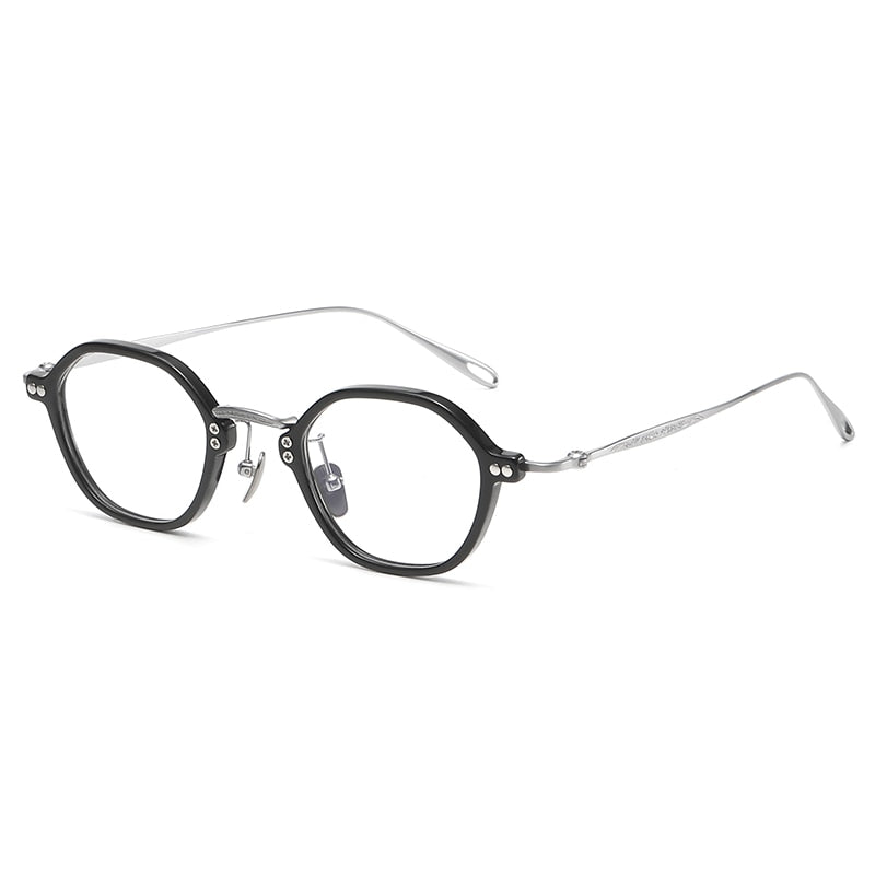 Gatenac Unisex Full Rim Round Titanium Acetate Eyeglasses Gxyj1090 Full Rim Gatenac Black