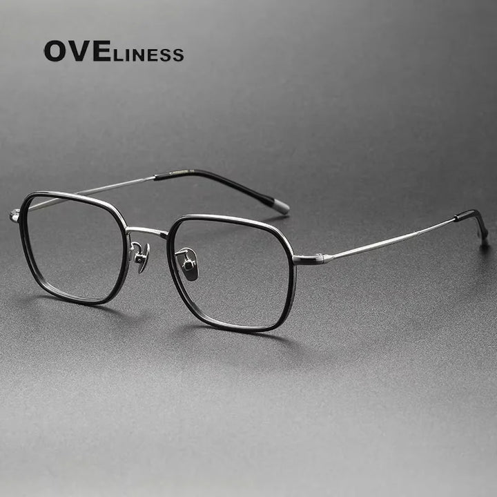 Oveliness Women's Full Rim Square Acetate Titanium Eyeglasses 88508 Full Rim Oveliness black gun