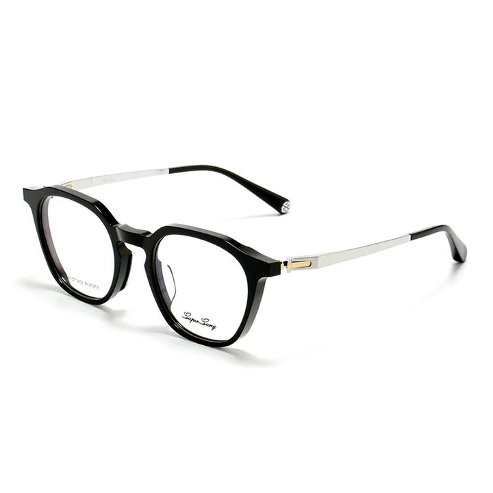 Nobler Unisex Full Rim Flat Top Polygon Acetate Titanium Eyeglasses 841060 Full Rim Nobler C1