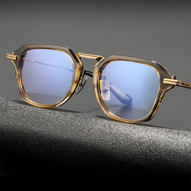 Black Mask Unisex Full Rim Titanium Square Eyeglasses D413 Full Rim Black Mask