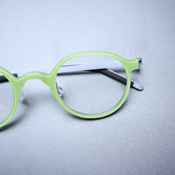 Gatenac Unisex Full Rim Round Acetate Eyeglasses Gxyj1239 Full Rim Gatenac