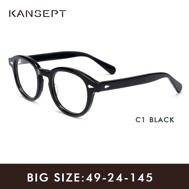 Kansept Unisex Full Rim Oval Round Acetate Reading Glasses 3 Sizes 74242 Reading Glasses Kansept BLACK-49 -350