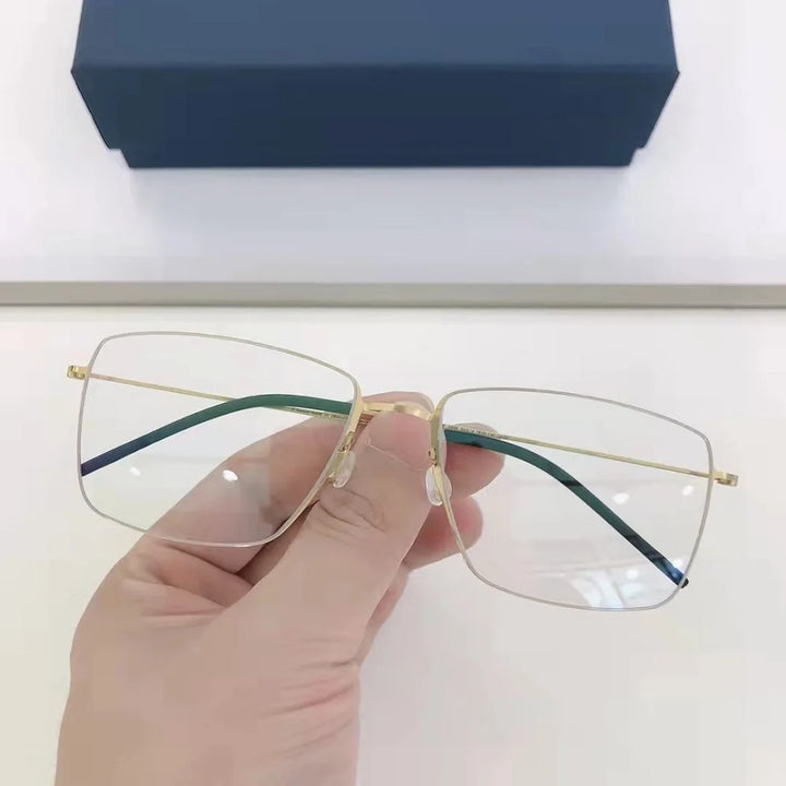 Aimee Unisex Rimless Square Screwless Titanium Eyeglasses 85508 Rimless Aimee Golden