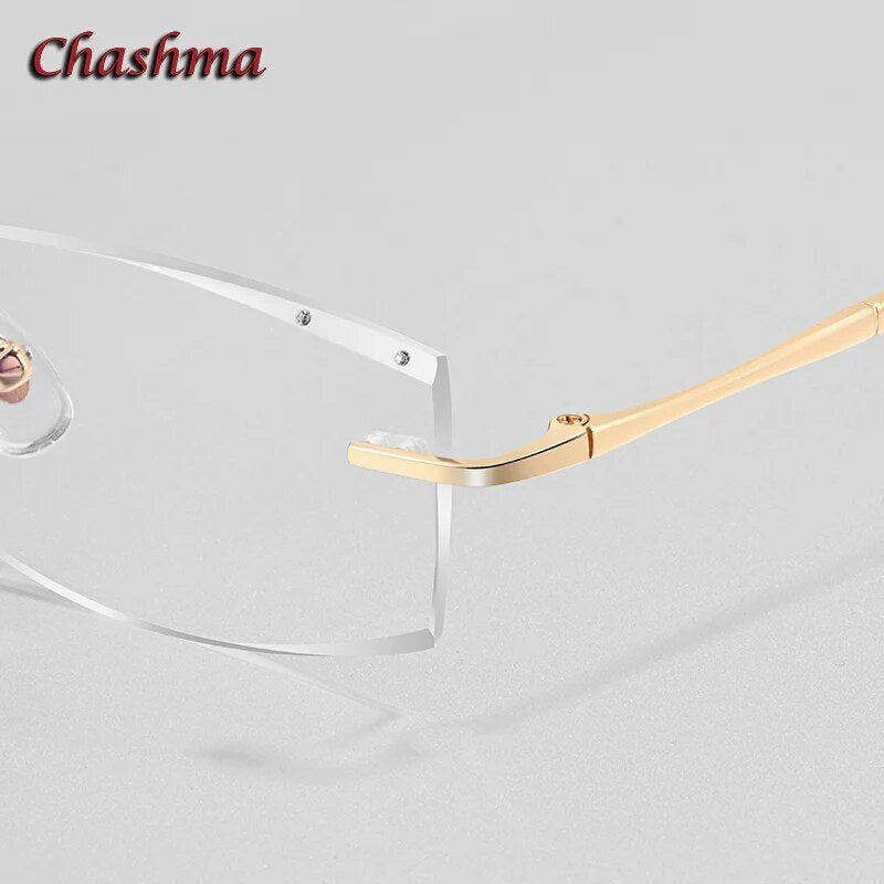 Chashma Ochki Unisex Rimless Square Titanium Eyeglasses 632 Rimless Chashma Ochki