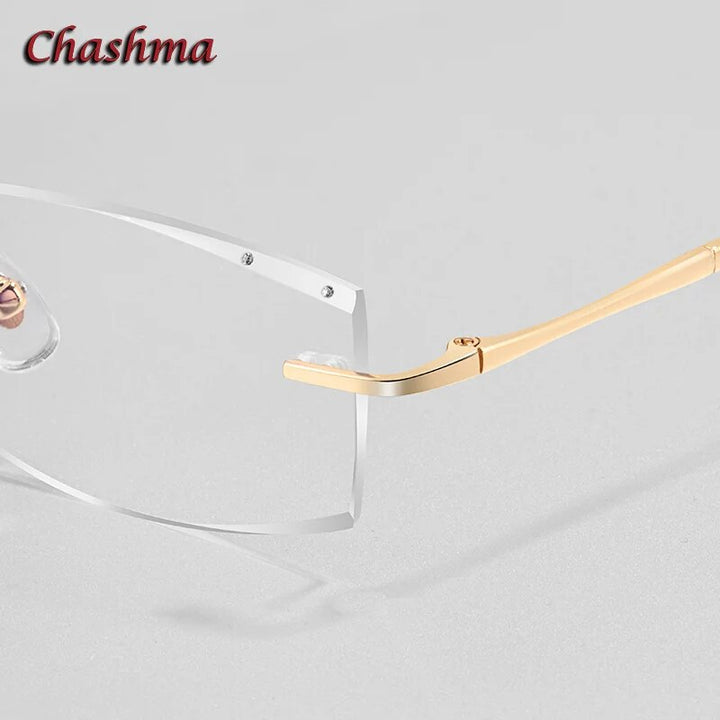 Chashma Ochki Unisex Rimless Square Titanium Eyeglasses 632 Rimless Chashma Ochki