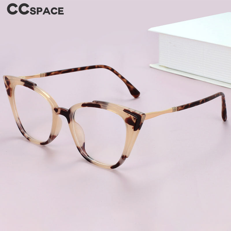 CCspace Unisex Full Rim Square Cat Eye Tr 90 Alloy Eyeglasses 56381 Full Rim CCspace