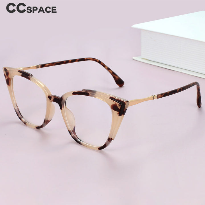 CCspace Unisex Full Rim Square Cat Eye Tr 90 Alloy Eyeglasses 56381 Full Rim CCspace