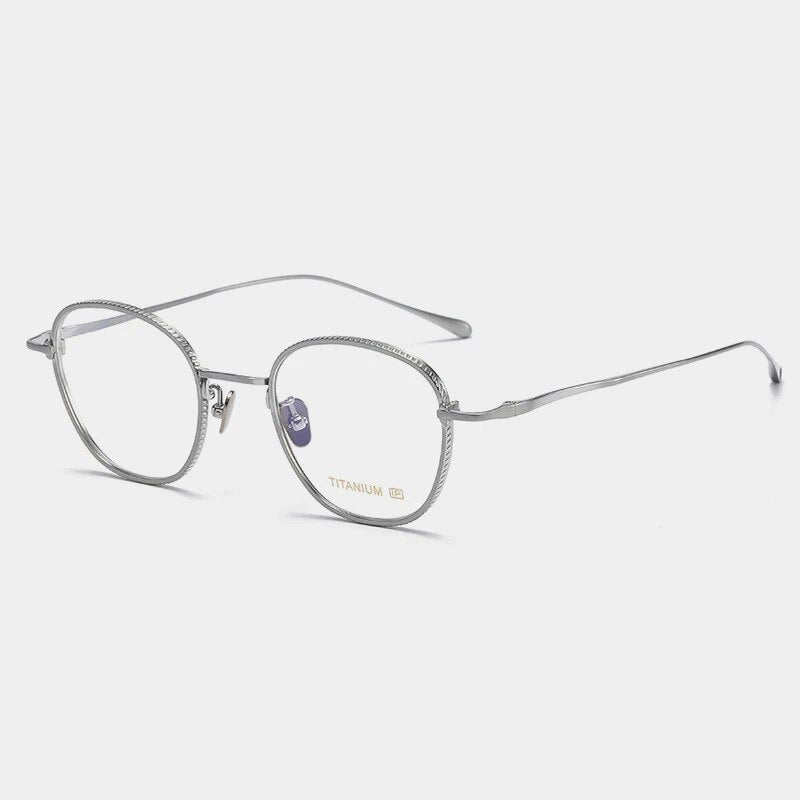 Gatenac Unisex Full Rim Polygon Titanium Eyeglasses Gxyj1139 Full Rim Gatenac Silver