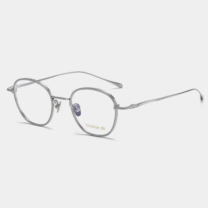 Gatenac Unisex Full Rim Polygon Titanium Eyeglasses Gxyj1139 Full Rim Gatenac Silver