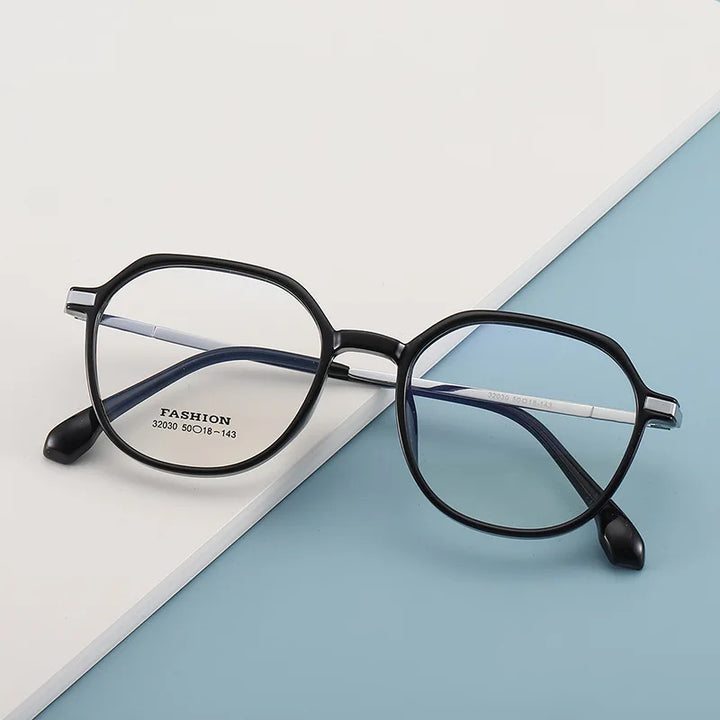 Zirosat Unisex Full Rim Flat Top Polygon Tr 90 Eyeglasses Z32030 Full Rim Zirosat C2