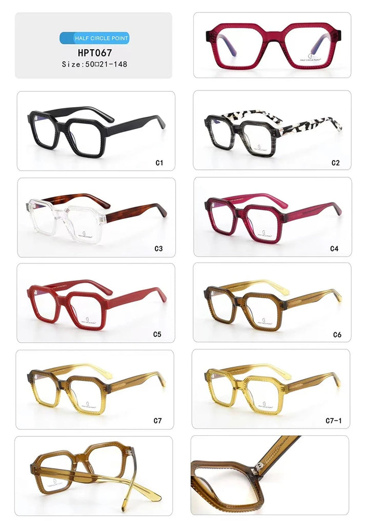 Nobler Unisex Full Rim Flat Top Square Thick Acetate Eyeglasses T067 Full Rim Nobler