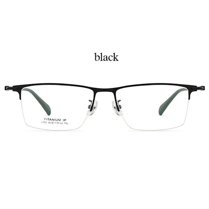 Handoer Unisex Semi Rim Big Size Square Titanium Eyeglasses 11039
