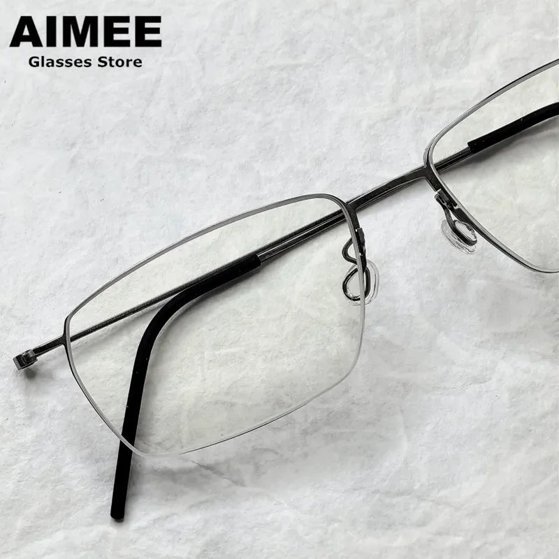 Aimee Unisex Full Rim Square Screwless Titanium Eyeglasses 25509