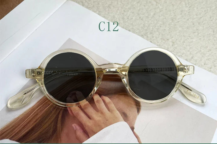 Yujo Unisex Full Rim Round Acetate Sunglasses 4225s Sunglasses Yujo C12 CHINA