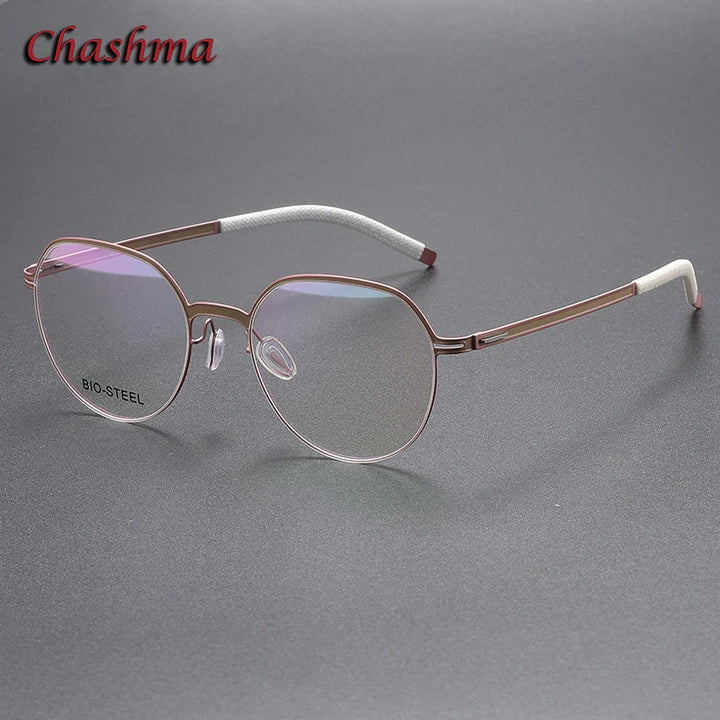 Chashma Ochki Unisex Full Rim Flat Top Round Tr 90 Titanium Eyeglasses 460 Full Rim Chashma Ochki Pink