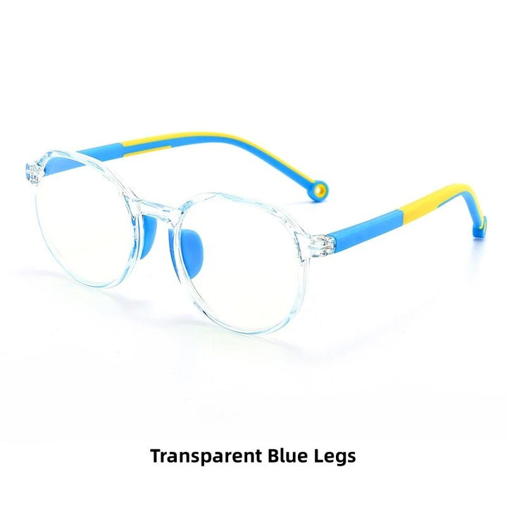 KatKani Children's Unisex Full Rim Round Tr 90 Siicone Eyeglasses F8350 Full Rim KatKani Eyeglasses transparent blue  