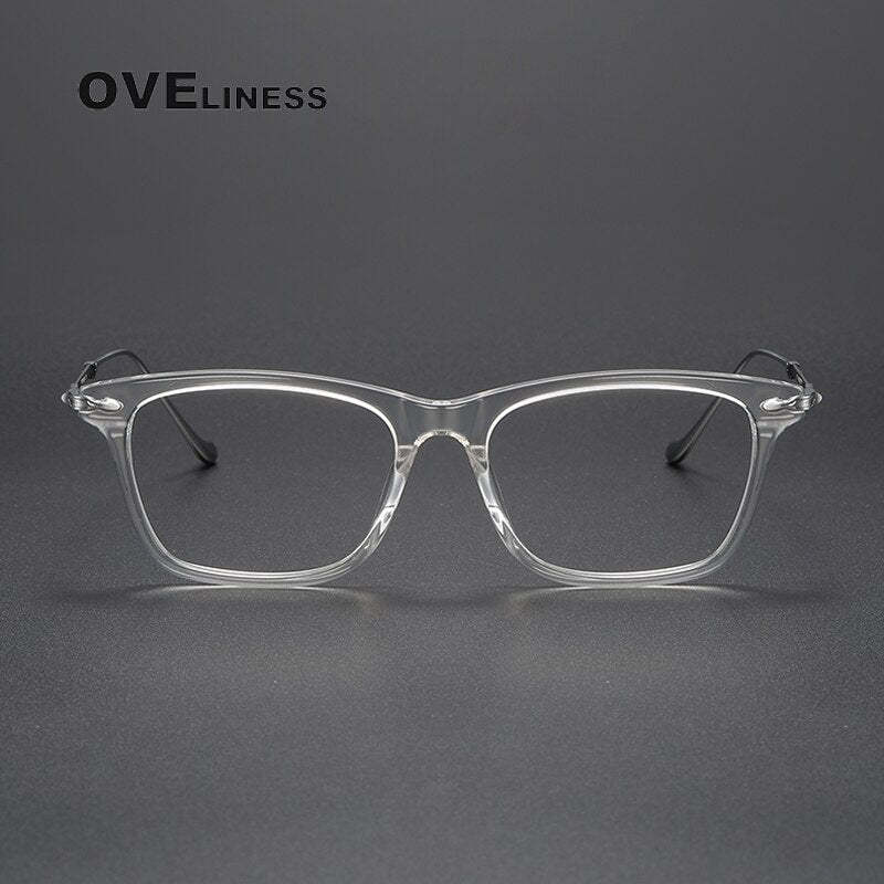 Oveliness Unisex Full Rim Square Acetate Titanium Eyeglasses M2049 Full Rim Oveliness   